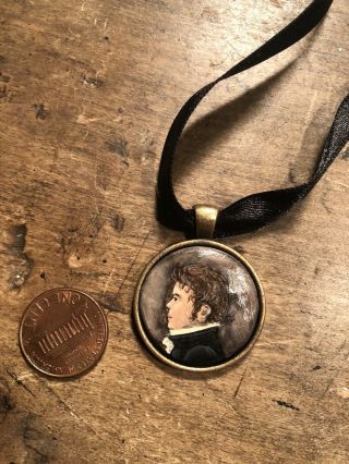 Sweet Early Primitive Portrait Jewelry Choker Hand Painted