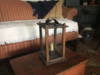Antique 19th Century Primitive American Wooden Barn Candle Lantern