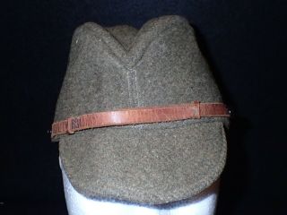 Wwii Imperial Japanese Army Wool Field Cap Hat Officer / Nco - Leather Strap Vg