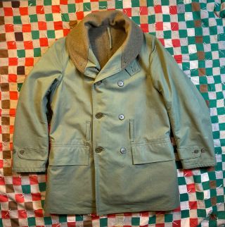 Ww2 Mackinaw Jeep Coat First Pattern 1941 Dated Army Large Jacket Canvas Wool
