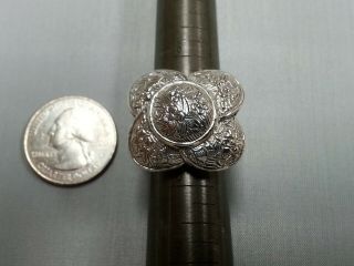 Large Flower Ring Sterling Silver Stephen Dweck Designer 28.  5 Grams