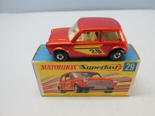 Matchbox Superfast 29b Racing Mini Bronze / Orange 29 Label / Ivory Int