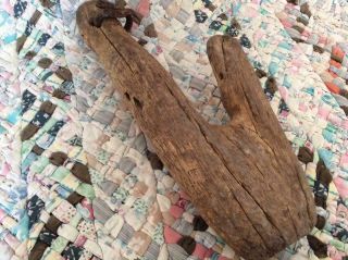 Old Primitive Hand Made Wooden Hanging Barn Hook,  Herb Drying Hook 11 "