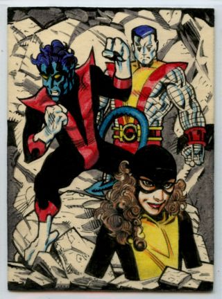 Personal Sketch Card Psc - Mark Propst - X - Men - Kitty,  Nightcrawler,  Colossus