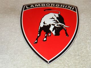 Vintage Lamborghini Sports Car Dealership 8 " Porcelain Metal Gasoline & Oil Sign