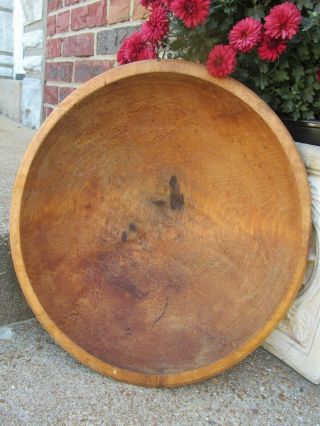 Old Antique Vtg Primitive Turned Wood Dough Bowl Large Aged Patina 13.  25 X 12.  5