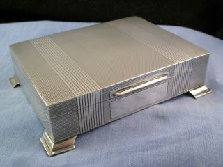 Sleek Art Deco Antique Sterling Silver Table Cigarette Box Bakelite Mappin Bros