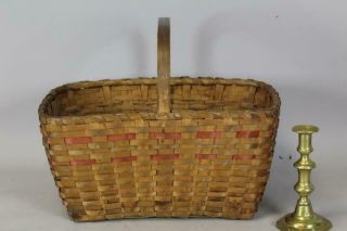 A Fine 19th C Splint Basket In Great Untouched Patina And Early Form Red Splint