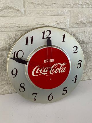Vintage 1950s Coca Cola Metal Advertising Diner Clock Coca Cola Sign.