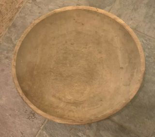 Antique Old Primitive Wooden Oval Dough Bowl With Rim 15 Inches Wide Old Farm
