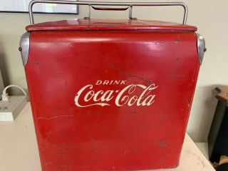 Vintage 1950 S Coca - Cola Cooler 16 " X 16 " With Handle,  Bottle Opener Ex.  Condt