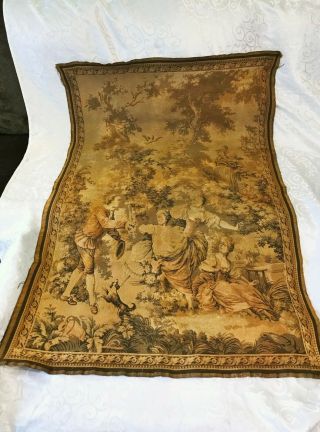 Vintage Tapestry Wall Hanging Rococo Summer Day Play Made In France
