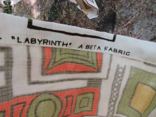 2 Mid Century Modern Vintage Barkcloth Era Retro Atomic Geometric drapes A 3