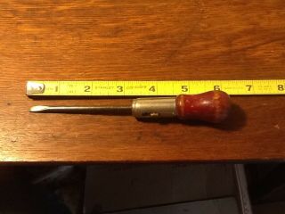 Vintage D R G M 6 " Long Ratcheting Wood Handle Screwdriver Made In Germany