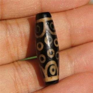 Magical Tibetan Old Agate Lucky 18 Eyes Dzi Beads Amulet Pendant 30×10mm
