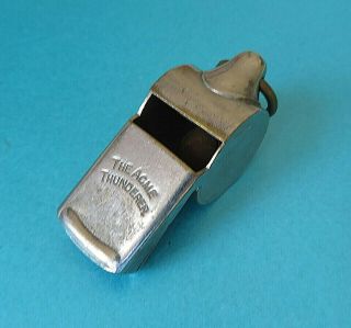 Antique Metal Whistle,  " The Acme Thunderer " Ring To Hang.