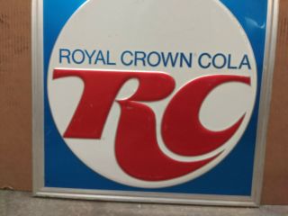Vintage 1960s Royal Crown Cola Embossed Metal Sign Soda Pop Cafe Parlor Diner