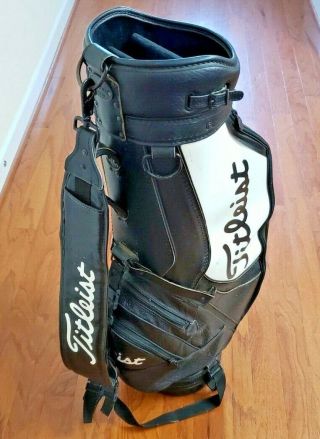 Vintage Titleist Leather Golf Bag – Titleist Cart Bag – Black / White Leather