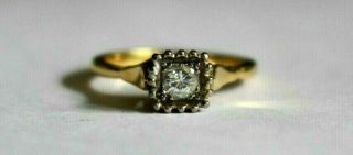 Antique Art Deco 18ct Gold / Platinum Diamond Solitaire Ring.  20 Carat.  K 1/2