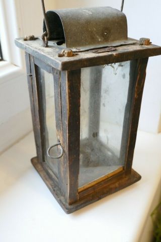 Primitive small old wood lantern,  barn lantern,  antique candle lantern,  19th C. 2