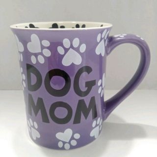 Dog Mom Our Name Is Mud Lorrie Veasey Mug Cup 16 Oz Coffee Tea Purple Paw Prints