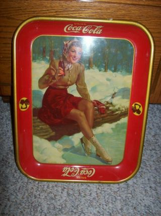 Authentic 1941 Skater Girl Coca - Cola Serving Tray Coke Tray