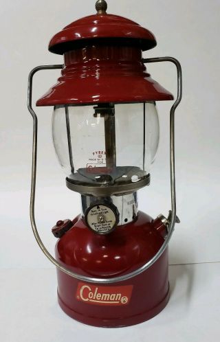 Vintage July 1962 Red Coleman 200a Lantern With Globe Single Mantle Box