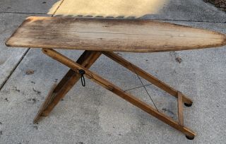 Vintage Rustic Primitive Slama Wooden Ironing Board Folding Table Wood Legs