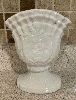 Vintage Art Deco White Ceramic Planter Vase