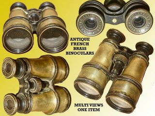 Antique French Brass Binocular Lemaire Fabt,  Paris With Center Lens Adjustment