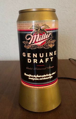 Vintage Miller Draft Beer Can Motion Lamp Light Bar Man Cave