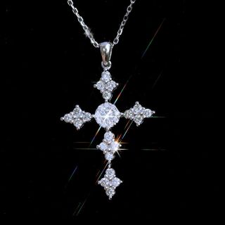 0.  5ct 100 Natural Diamond 10k Gold Cluster Cross Necklace Effect 1ct Pwg101 - 11