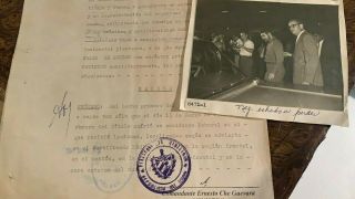 Document Signed By Ernesto Che Guevara Manuscript Plus Photo La Habana