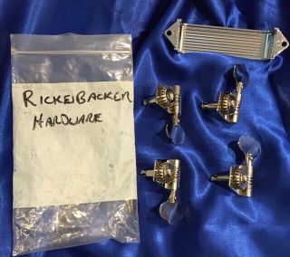 VINTAGE 1960s USA RICKENBACKER 4001 bass guitar tuners (4) with hand rest 3