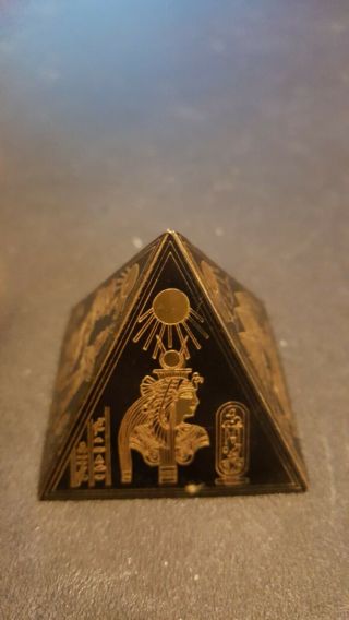 Vintage Egyptian Brass Copper Etched Bronze Pyramid Ancient Egypt King Tut 2 "