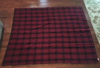 Northwest Woolen Mills Red/black Wool Nylon Plaid Blanket 76 X 62