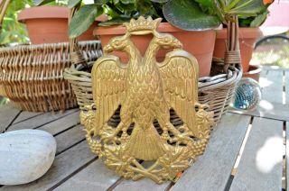 Vintage Byzantine Empire Orthodox Christian Bronze Wall Emblem Two Headed Eagle