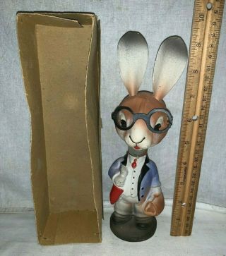 Antique Paper Mache Easter Bunny Rabbit Spring Bobblehead Toy Vintage Germany