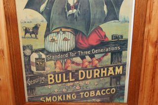 Vtg FRAMED Bull Durham Tobacco Poster,  