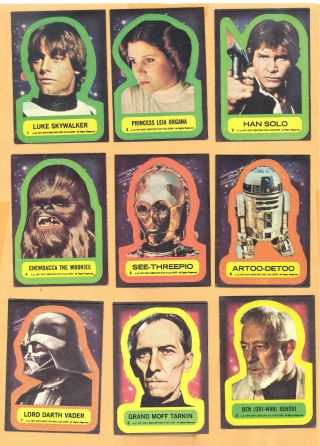 Topps Star Wars A Hope Sticker Card Set 1 - 22 Vader Solo Chewbacca
