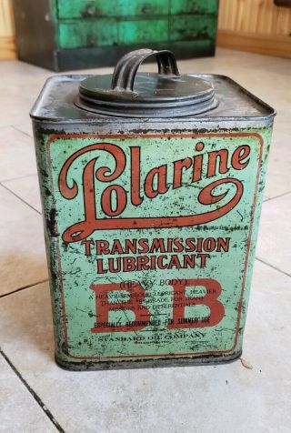 Vintage Polarine Bb Transmission Lubricant Standard Oil Co Motor Oil Can