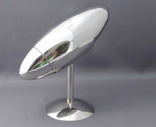 Vintage Design Cocktail Shaker In Form Of A Rocket Zeppelin Chromed In Stand