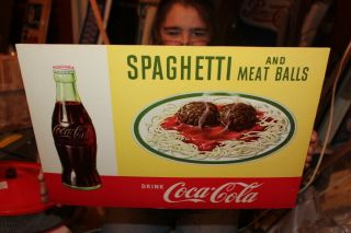 Vintage 1958 Coca Cola Spaghetti & Meat Balls Soda Pop Restaurant 17 " Sign