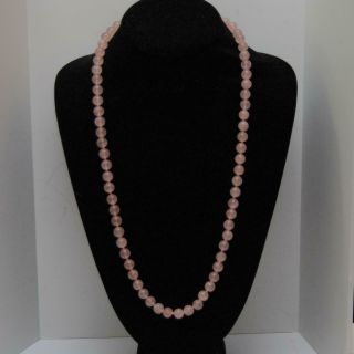 Vintage_pink Rose Quartz Gemstone_hand - Knotted_31 1/2 " Necklace_10mm Rd Beads