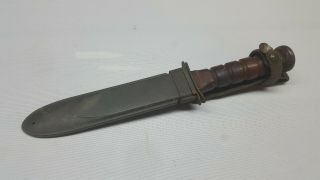 Vintage Wwii Ww2 Usn Mk2 Combat Knife With Nord - 6581 Sheath Marked B.  M.  Co.