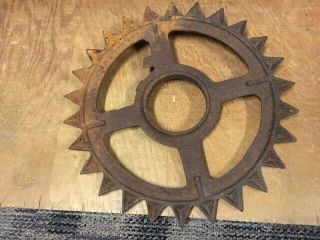 Old Antique Cast Iron Gear Cultipacker Wheel Steampunk Garden Art 15 1/2 " Wall