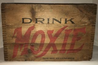 Vintage Moxie Wooden Soda Bottle Crate Case