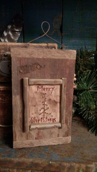 Early Inspired Primitive Handstitched Sampler Christmas Tree Merry Christmas