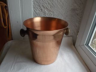 French Classic Copper Ice Champagne Bucket Wood Handles Old Stock Un Use