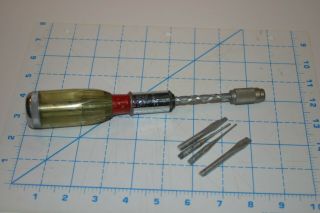 Vintage Yankee Handyman No.  233h Stanley Tool Drill Speedy Screwdriver 4 Bits